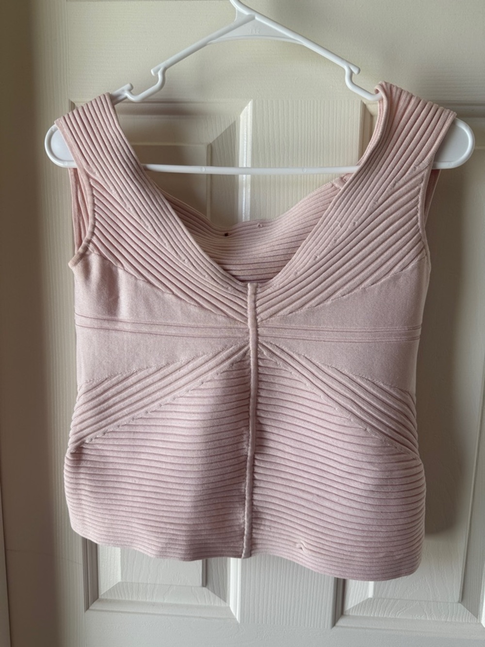 Ribbed Sculpted Tank Top in Blush Pink